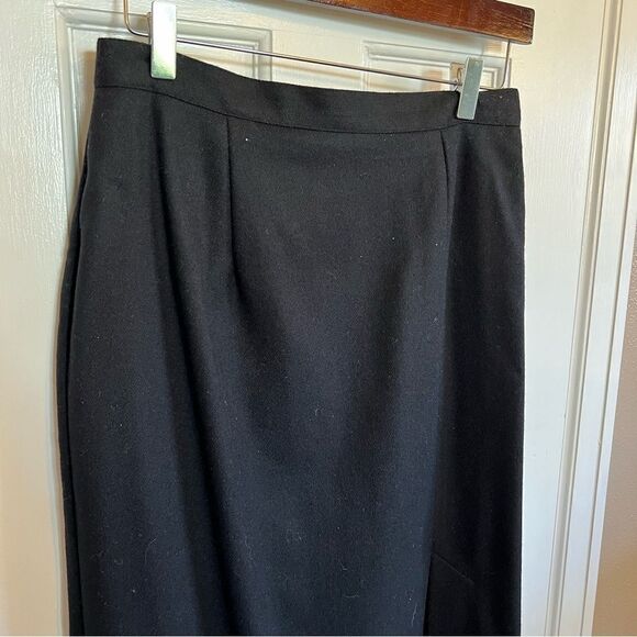Womens Classic Vtg Isaac Hazan Black Pencil/Straight Skirt 100% Wool Slit Sz 12 - Picture 6 of 8